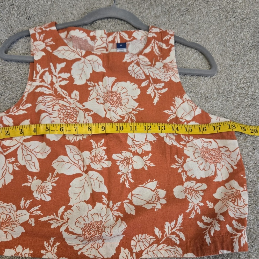 Old Navy Linen Blend Column Small Medium Orange Floral Tank Maxi Skirt Slit Set - Picture 11 of 15